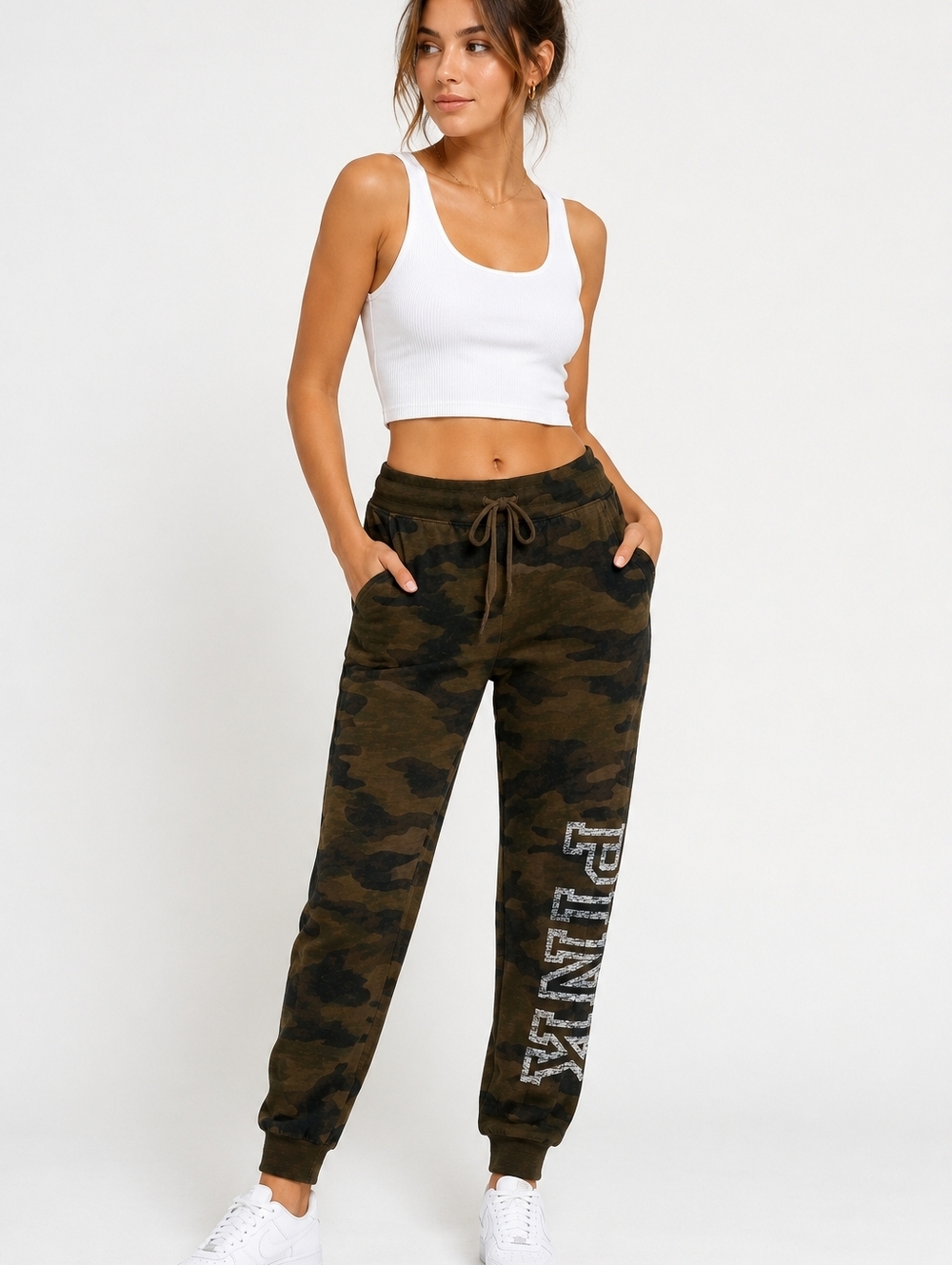 PINK Victoria Secret Camo Jogger Sweatpants Womens S Y2K Lounge Activewear